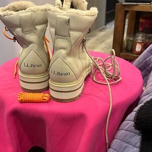 L.L. Bean Cream Winter Boots with Fur Lining